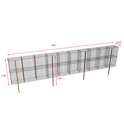 10x0.6x1.8m المجلفن 4.0mm شبكة ملحومة التراب الجدار